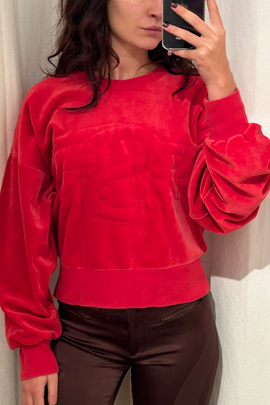 Sonia Rykiel red velvet sweater